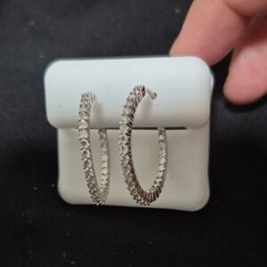 Sterling Silver Hoop Earrings | 1.6 CT